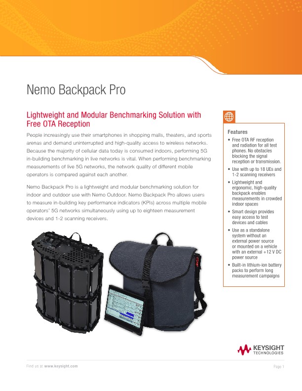 Nemo Backpack Pro Lightweight and Modular Benchmarking Solution with Free OTA Reception